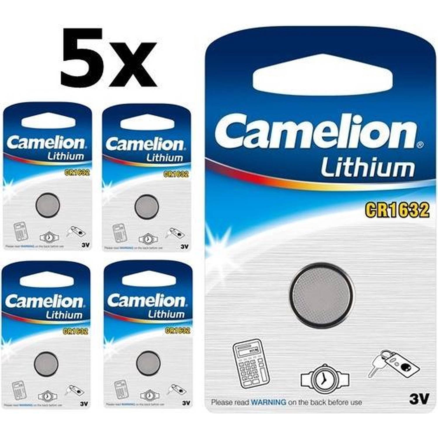 5 Stuks Camelion Cr1632 125mah 3v Lithium Knoopcel Batterij