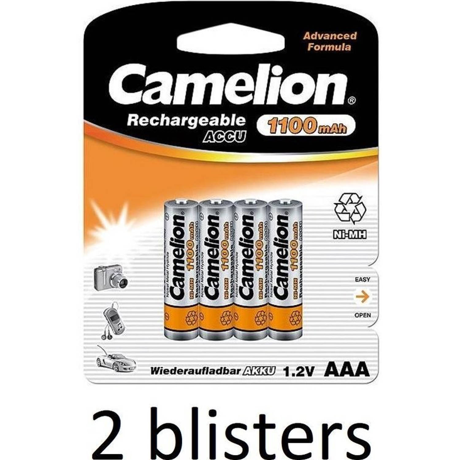 Camelion AAA oplaadbare batterij 1100mah - 8 stuks