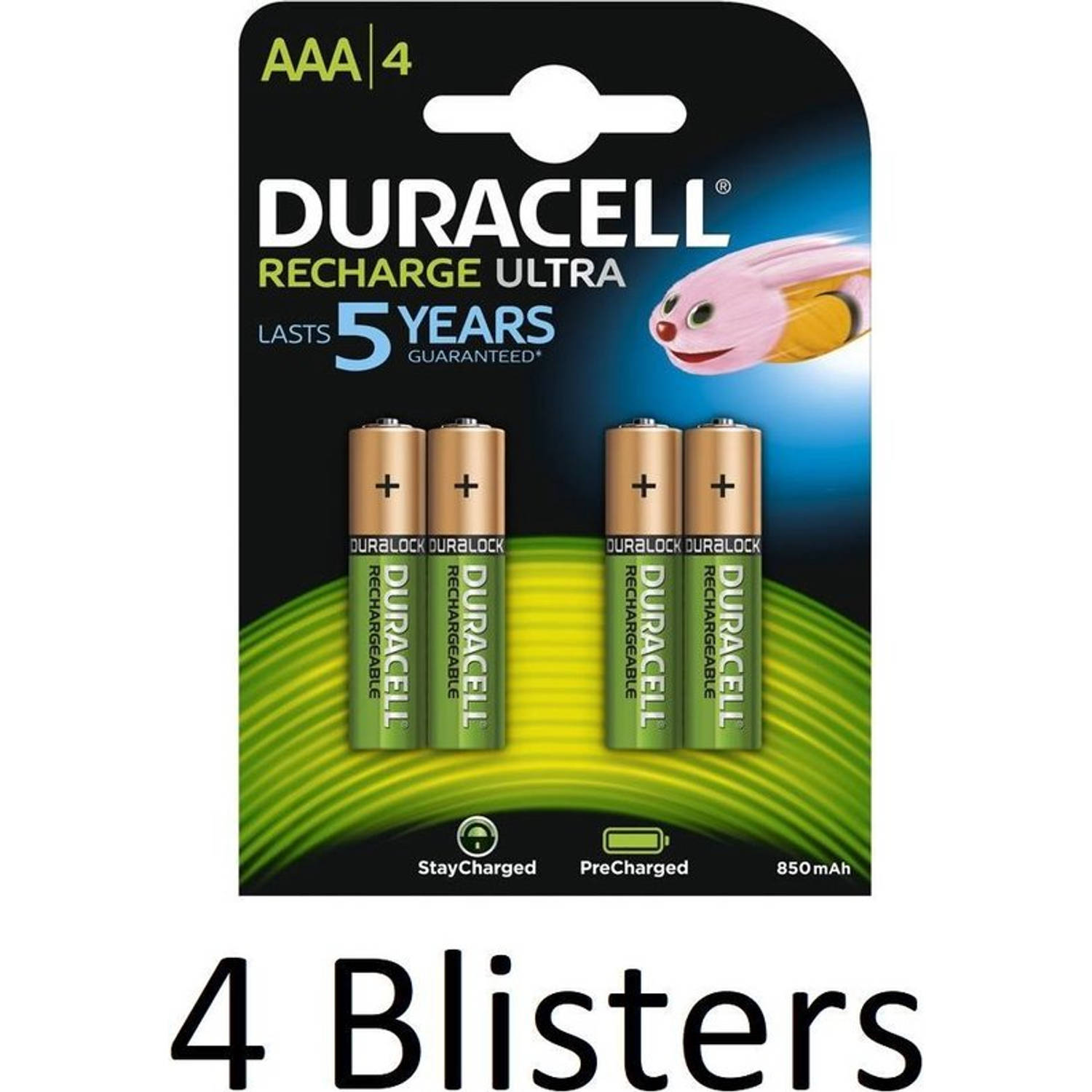 16 Stuks (4 Blisters A 4 St) Duracell Aaa Oplaadbare Batterijen 800 Mah