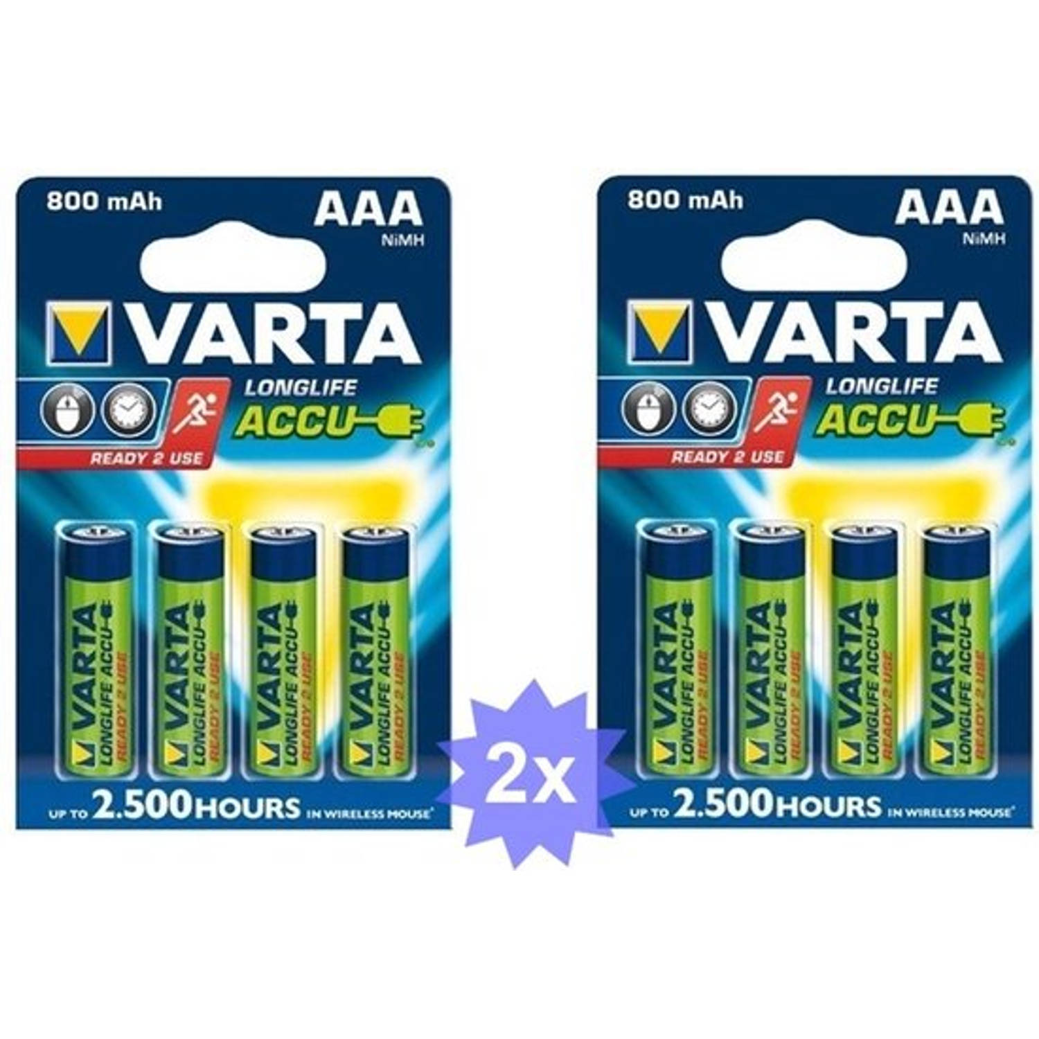 Tientallen Zeldzaamheid Gezichtsvermogen Varta Oplaadbare batterij AAA HR3 800mAh - 8 Stuks (2 Blisters a 4st) |  Blokker
