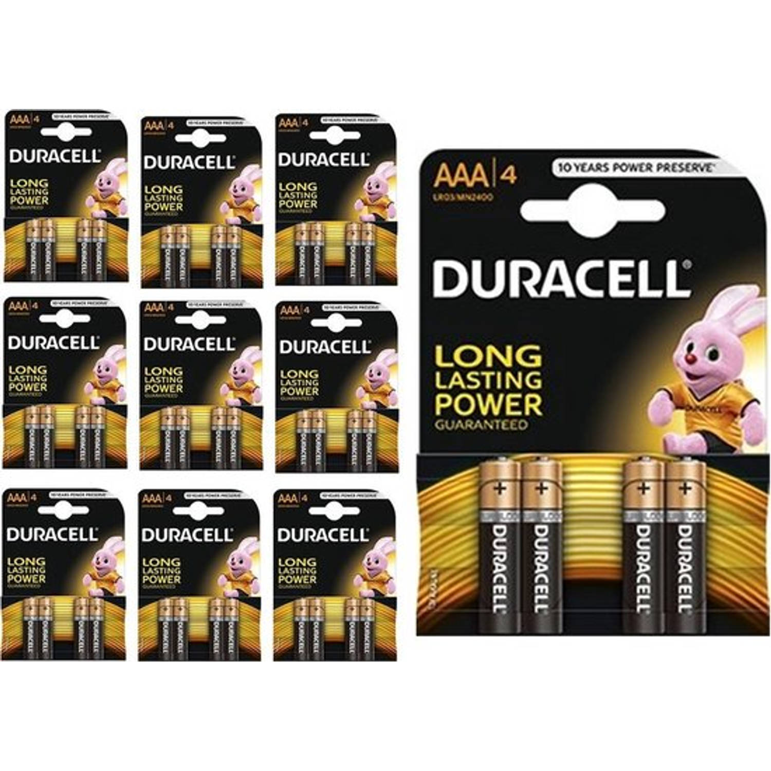 40 Stuks (10 Blisters A 4st) Duracell Basic Lr03-Aaa-R03-Mn 2400 1.5v Alkaline Batterij