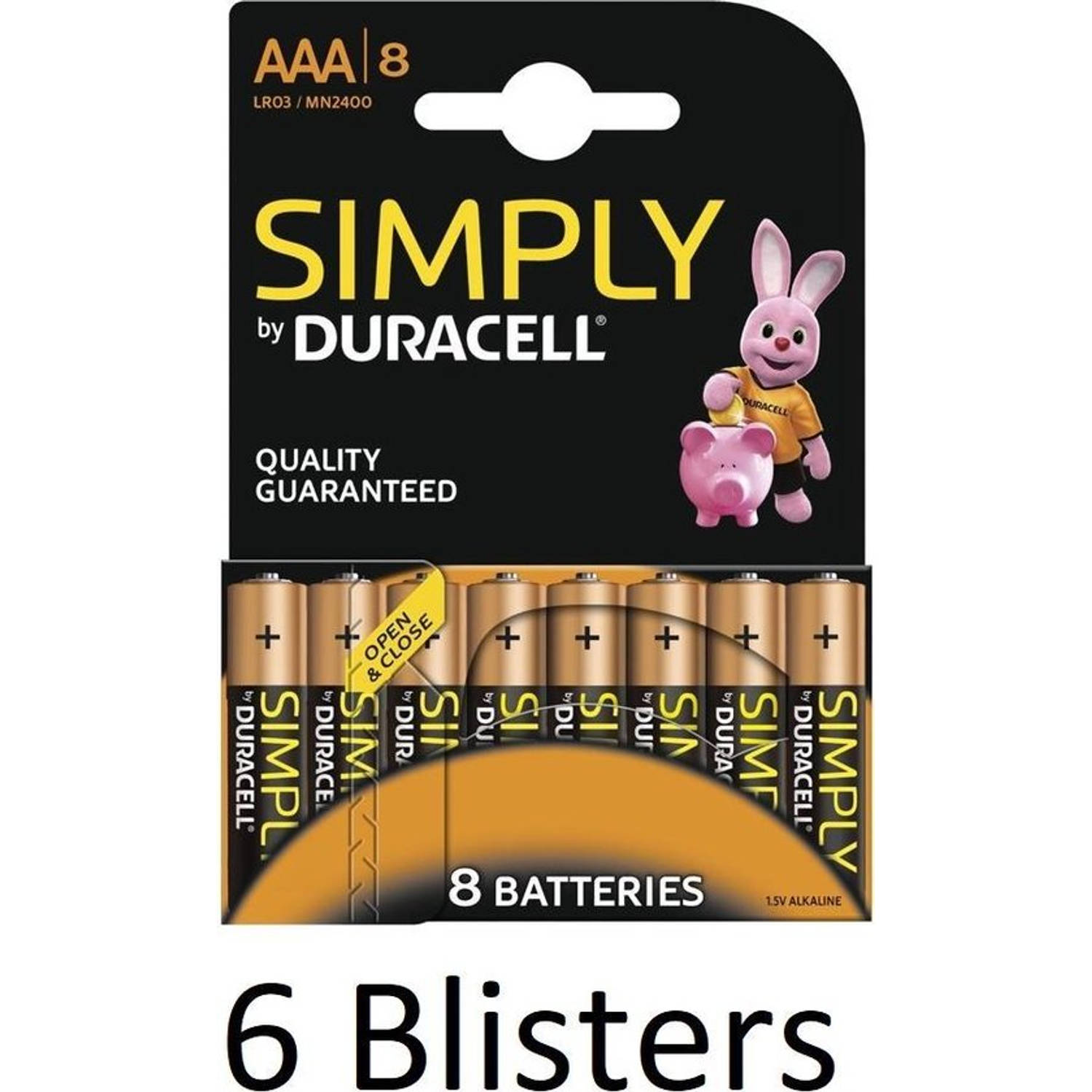 48 stuks (6 blisters a 8 st) Duracell AAA Batterijen