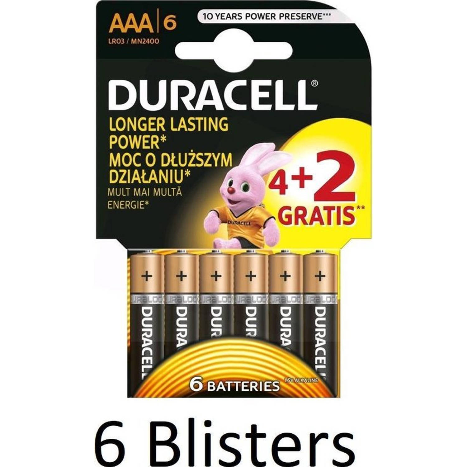 36 Stuks (6 Blisters a 6 st) Duracell Batterijen AAA