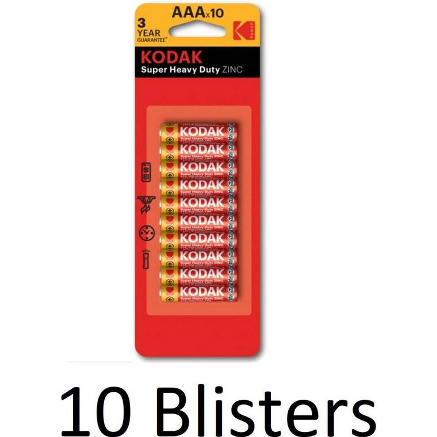 100 Stuks(10 Blisters a 10 st) Kodak ZINC super heavy duty AAA