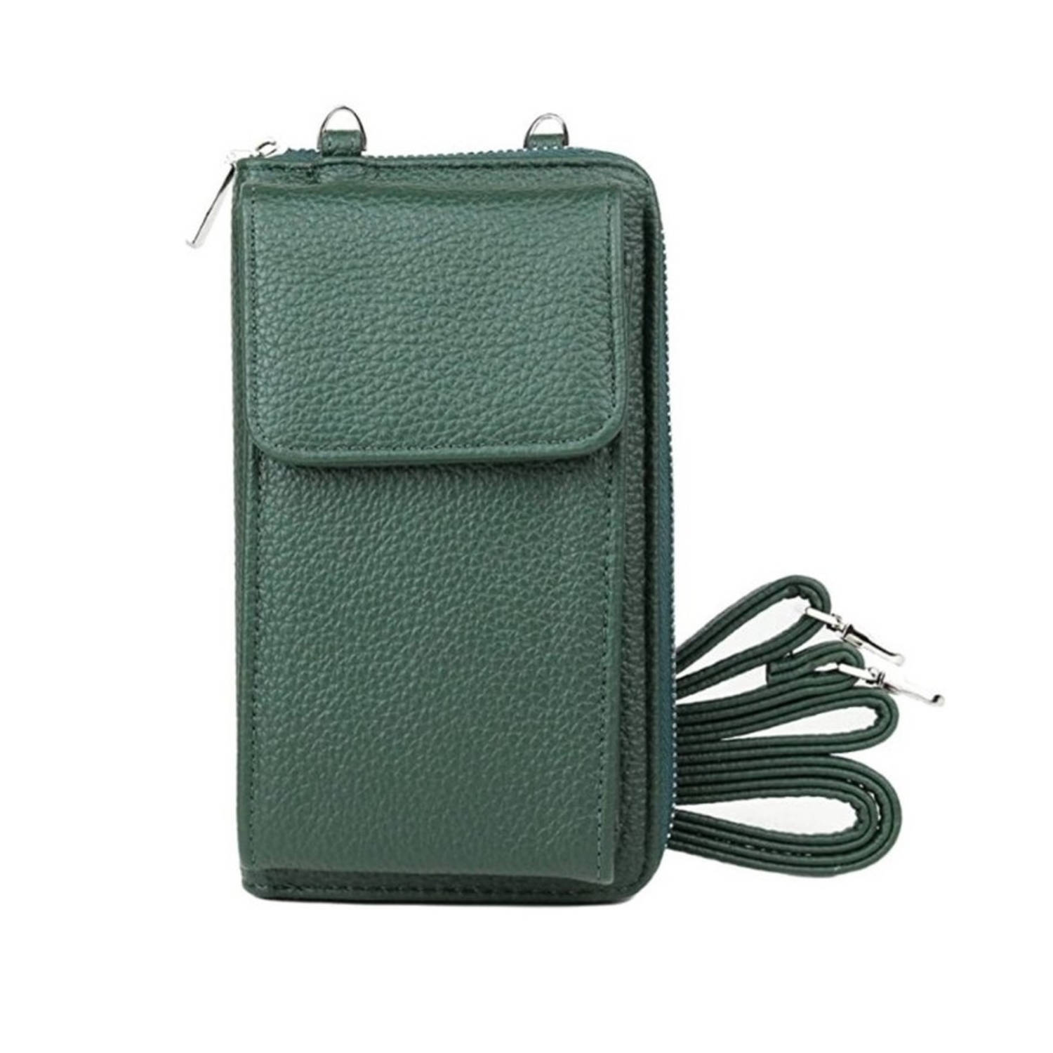 iBello tas - portemonnee met schouderband anti-skim RFID groen