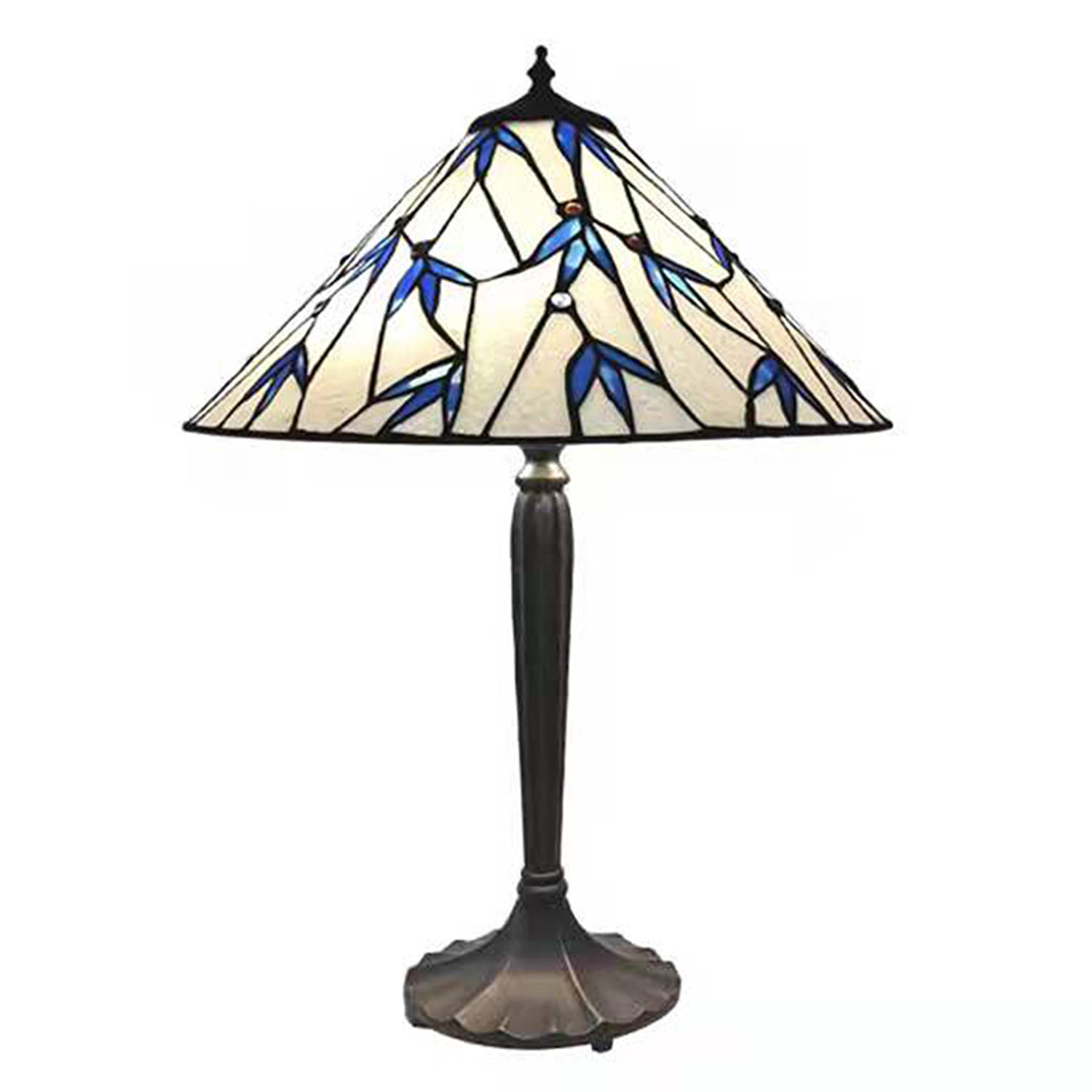 Lumilamp Tiffany Tafellamp Ø 42*63 Cm Blauw Wit Glas Zink Tiffany Bureaulamp Tiffany Lampen Glas In 