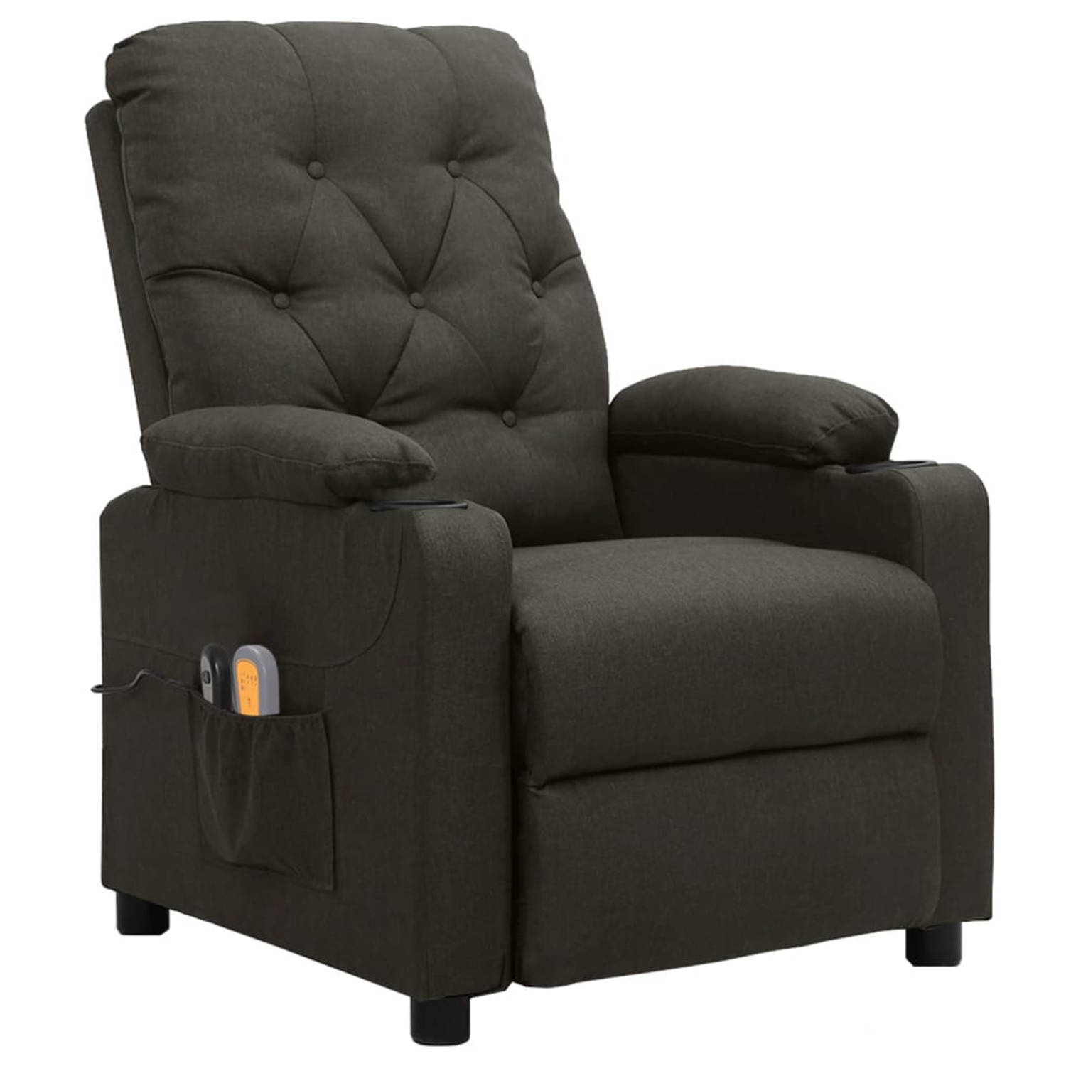 The Living Store Massagestoel elektrisch stof taupe - Fauteuil