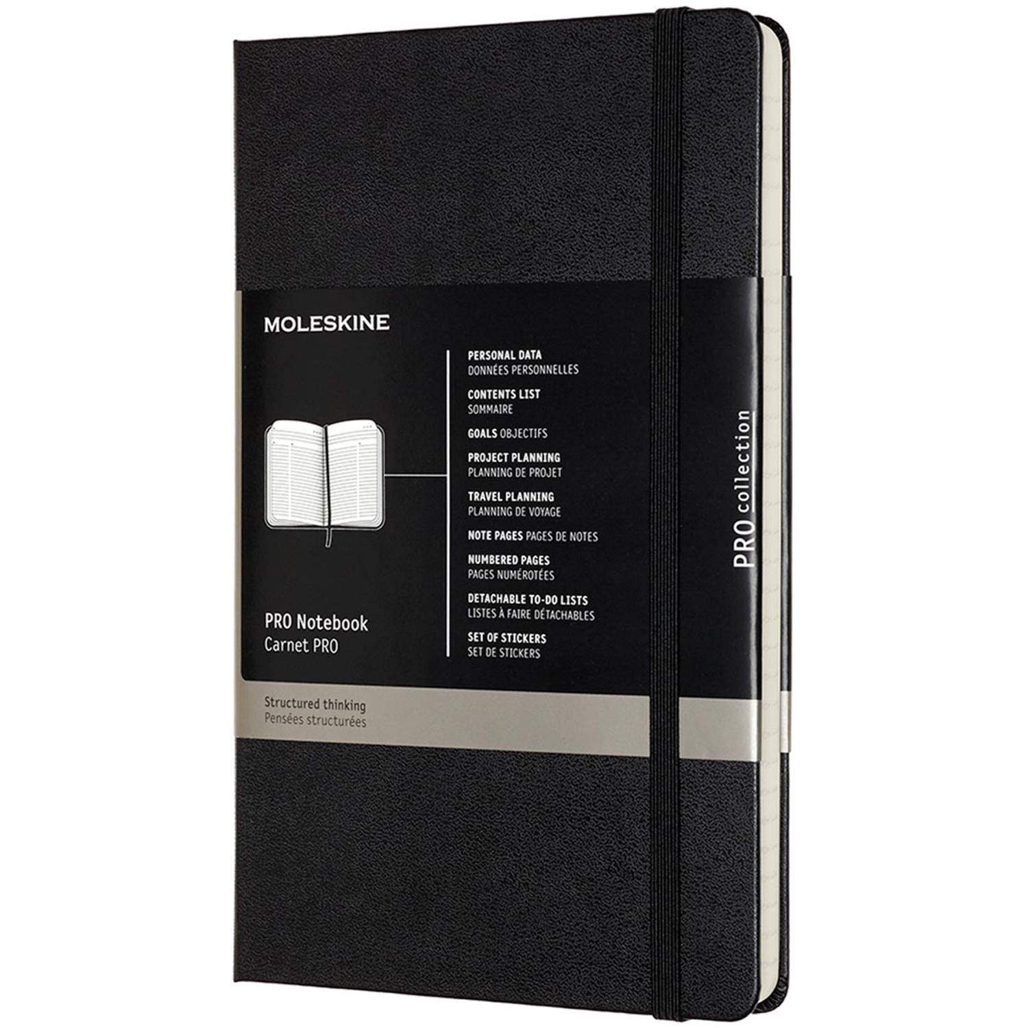 Moleskine Notitieboek Professional, Ft 13 X 21 Cm, Gelijnd, Harde Cover, 240 Blad, Zwart