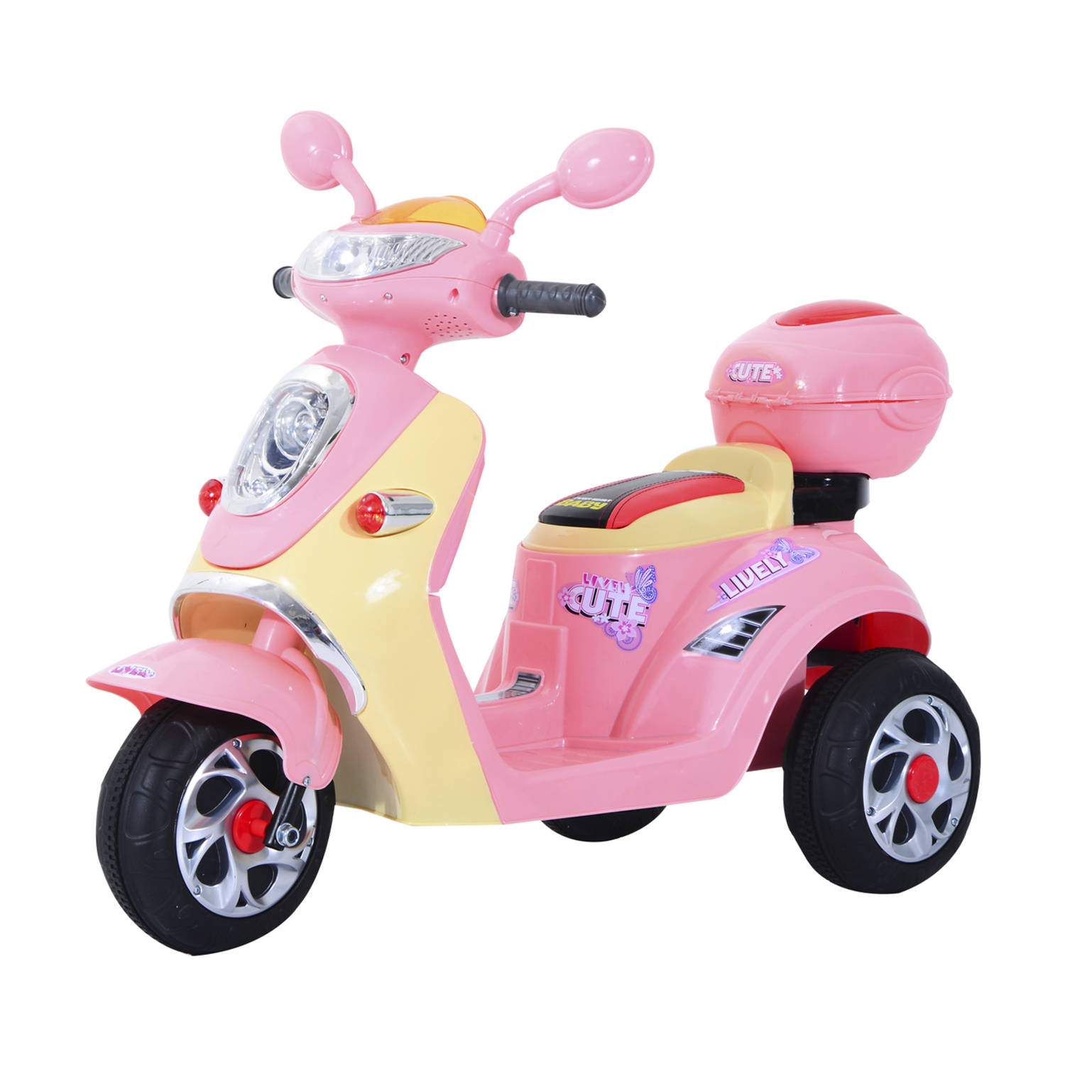 Elektrische Kindermotor Elektrische Kinderscooter Speelgoed 6v 3 Km-H 108 X 51 X 75 Cm Roze- Geel