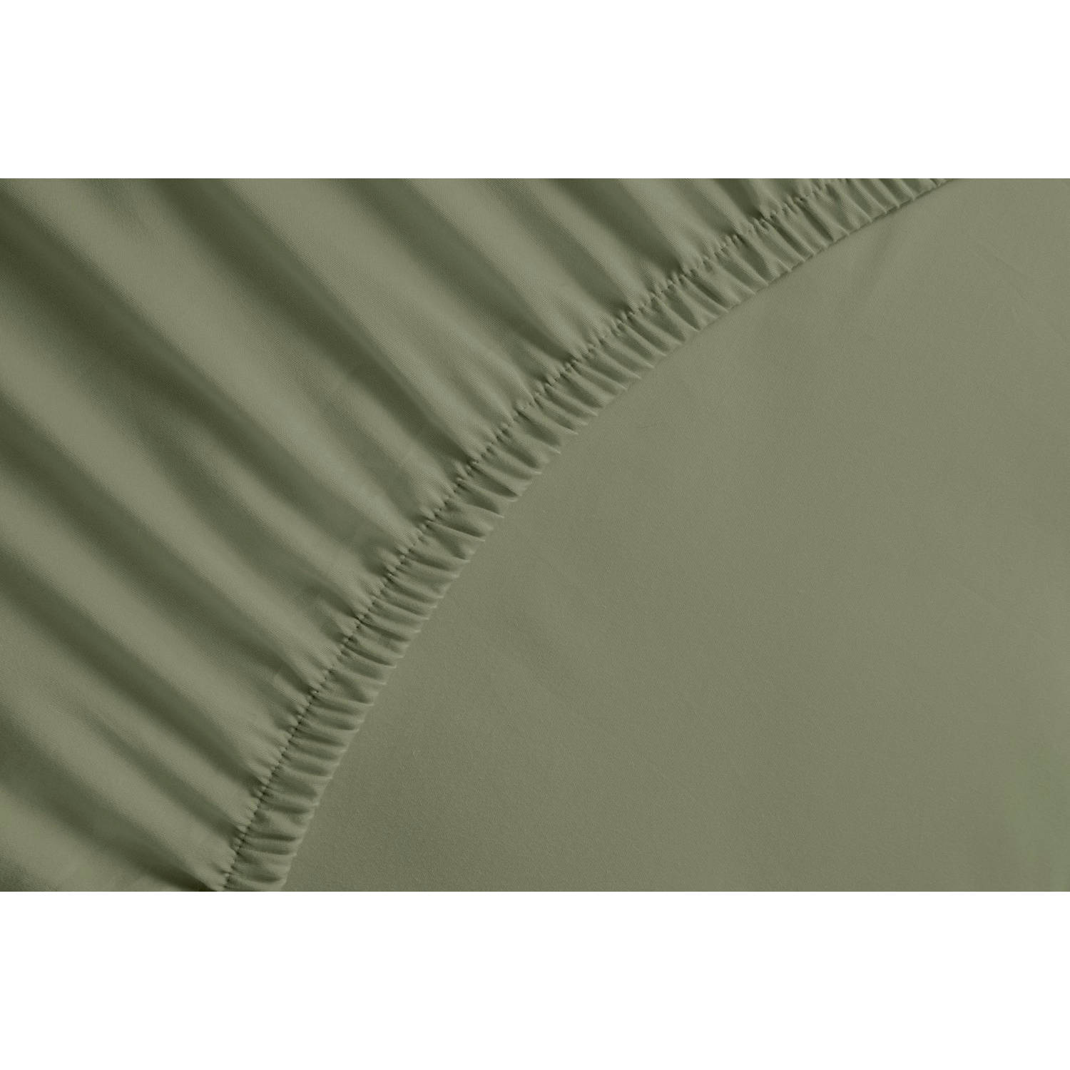 Yellow percale katoen hoeslaken groen - lits-jumeaux (180x210/220) - natuurlijk materiaal - slijtvast en duurzaam