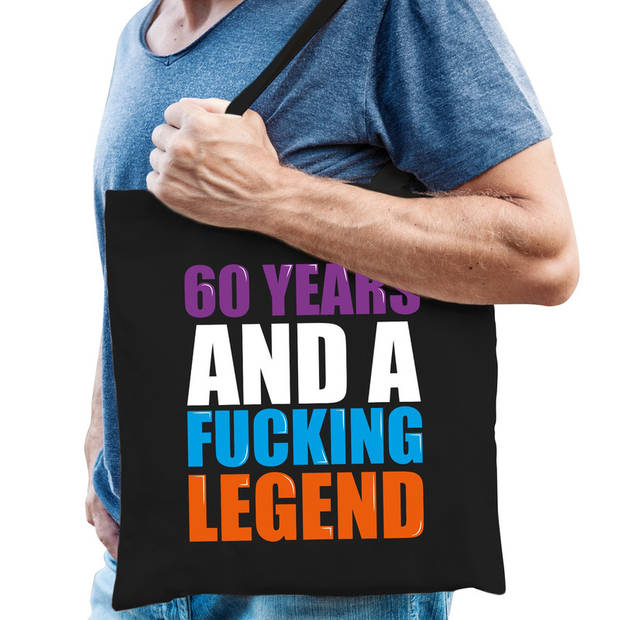 60 year legend kado tas zwart voor heren - Feest Boodschappentassen