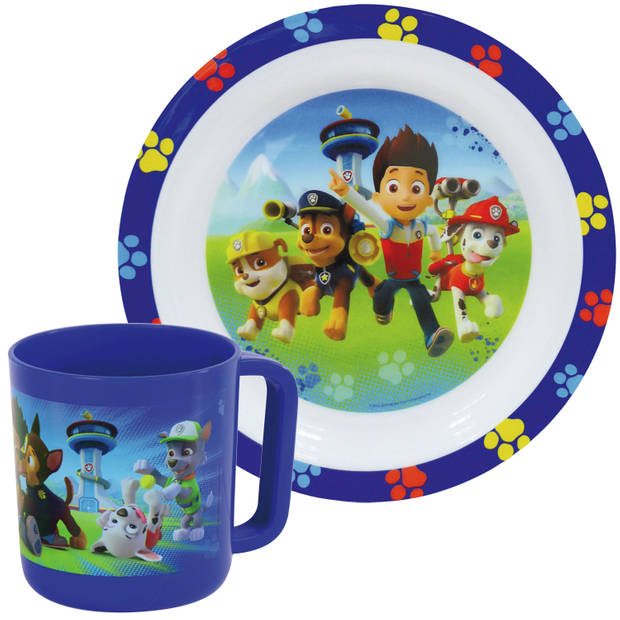 Kinder ontbijt set Paw Patrol 2-delig van kunststof - Kinderservies