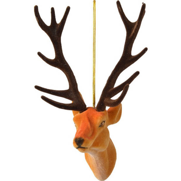 1x Kerstboomversiering hert ornamenten bruin 13 cm - Kersthangers