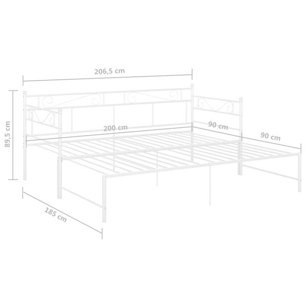 vidaXL Slaapbankframe uittrekbaar metaal wit 90x200 cm