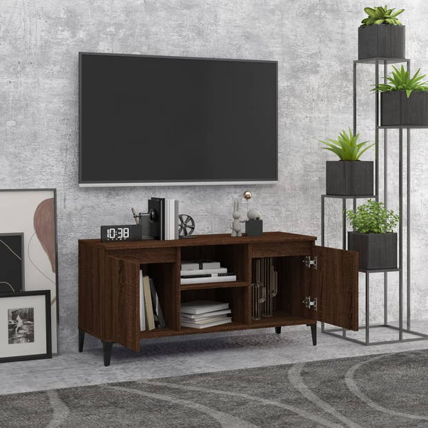 vidaXL Tv-meubel met metalen poten 103,5x35x50 cm bruin eikenkleur