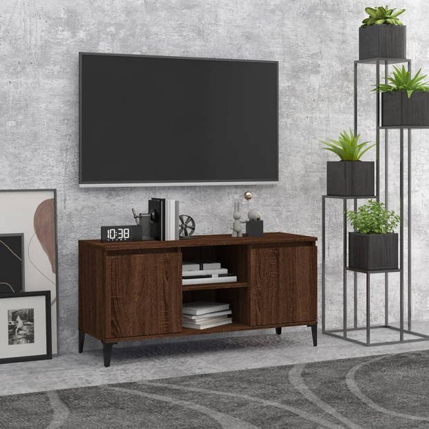 vidaXL Tv-meubel met metalen poten 103,5x35x50 cm bruin eikenkleur