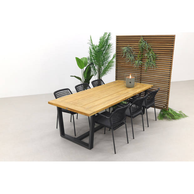 Barista - antraciet/Murano teak - 240x100 cm. - tuinset 7-delig