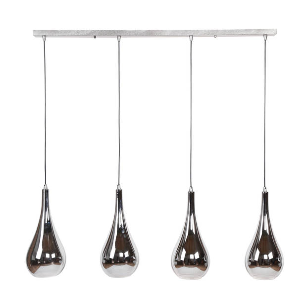 Hoyz - Hanglamp met 4 lampen - Serie Silver Drop - Handgeblazen glas