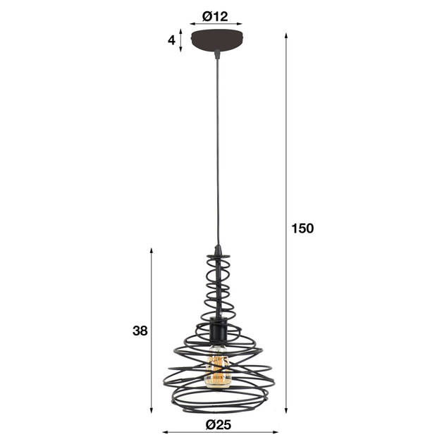 Hoyz - Hanglamp - 1 Lamp - Ø25 - Kegel Spiraal