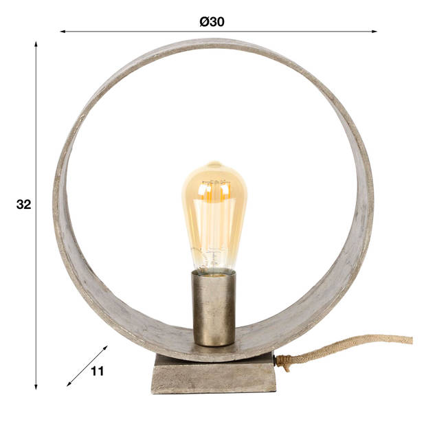 Hoyz - Tafellamp Loop - Industrieel Design - Zwart/Grijs - 30x11x32