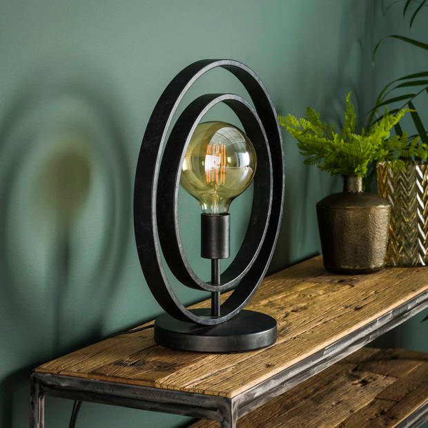 Hoyz - Tafellamp Industrieel - Draaiende Tafellamp van Metaal - Vintage - Zwart