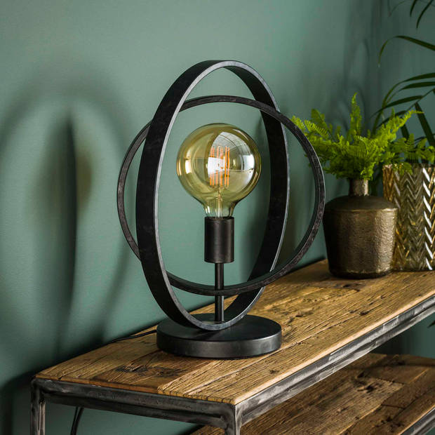 Hoyz - Tafellamp Industrieel - Draaiende Tafellamp van Metaal - Vintage - Zwart