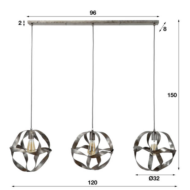 D - Hoyz - Hanglamp Twist - 3x Ø30 - 120x30x120 - Glas