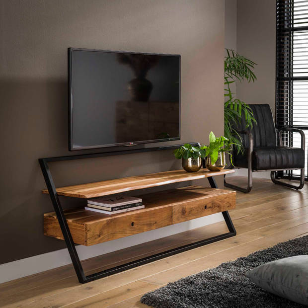 Hoyz - TV-meubel Lean 140cm - 2 Lades - Bruin - Acaciahout