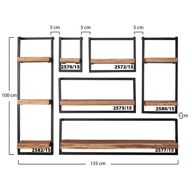 Hoyz - Wandplank Edge - 30cm - Acaciahout - Bruin