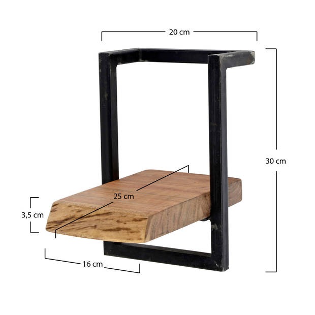 Hoyz - Wandplank Edge - 20cm - Acaciahout - Bruin