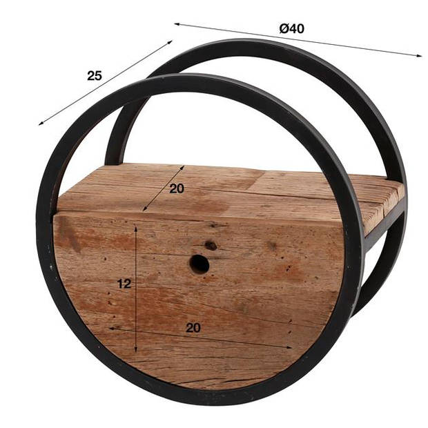 Hoyz - Wandschap Circular - Ø40 - Met Lade - Hout