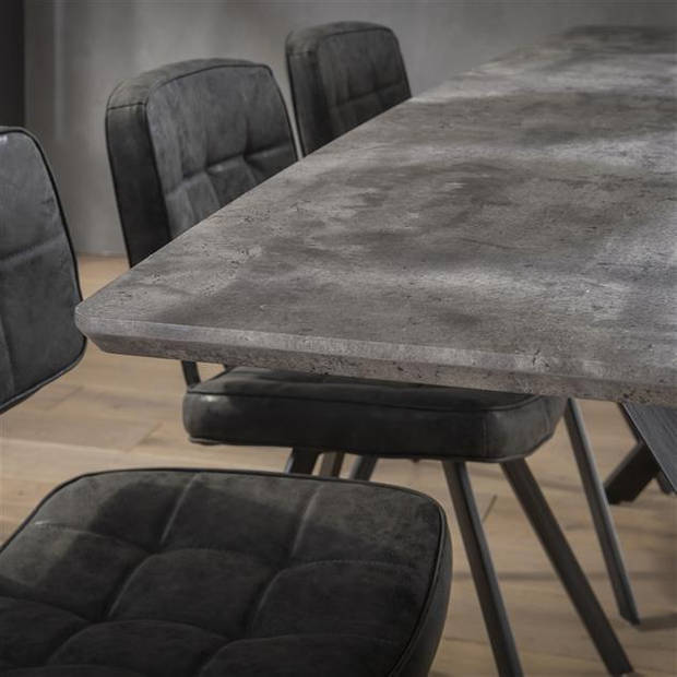 Hoyz Collection - Eetkamertafel blad ovaal - Eettafel betonlook - Vintage staal - Grijs - 190x90cm
