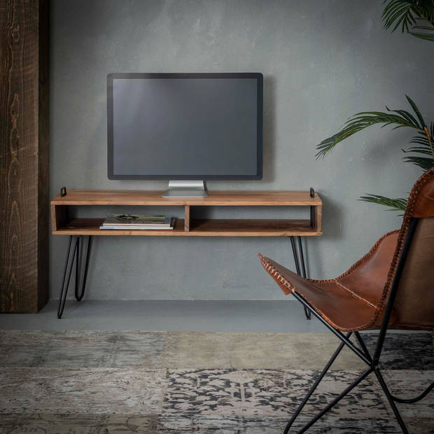 Hoyz - TV-meubel Quadro - 2 Vakken - Massief Acaciahout - 110x35x45