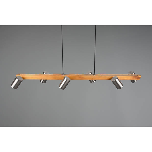 LED Hanglamp - Trion Milona - GU10 Fitting - 6-lichts - Rond - Mat Bruin/Nikkel - Aluminium