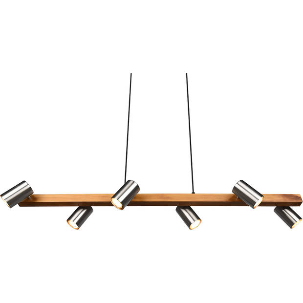 LED Hanglamp - Trion Milona - GU10 Fitting - 6-lichts - Rond - Mat Bruin/Nikkel - Aluminium