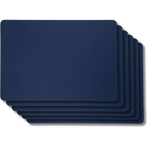 Jay Hill Placemats - Vegan leer - Grijs / Blauw - dubbelzijdig - 46 x 33 cm - 6 Stuks