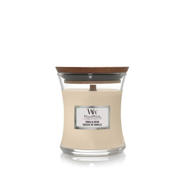 WoodWick Geurkaars Mini Vanilla Bean - 8 cm / ø 7 cm