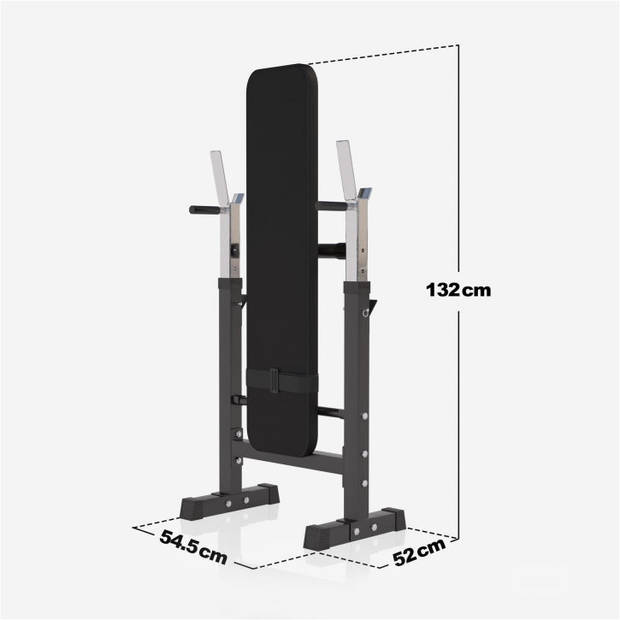 Gorilla Sports Halterbank zwart met 38 kg halterset - Fitnessbank - Verstelbaar - Halterstang met gewichten - Kunststof