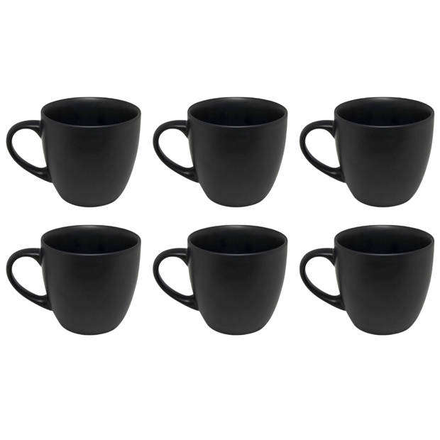 OTIX Koffiekopjes - Koffiemokken - Set van 6 - Koffietassen - Zwart - Mat - 240ml