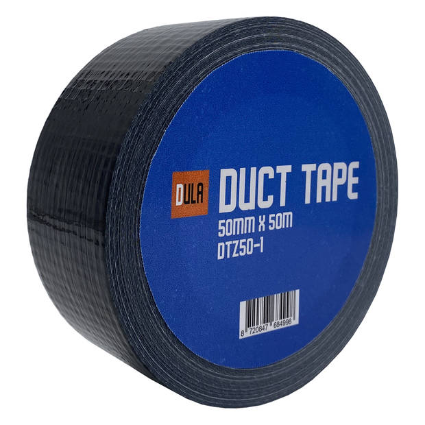 DULA Duct tape - Zwart - 50 mm x 50m - 1 Rol Ducktape - Reparatie tape
