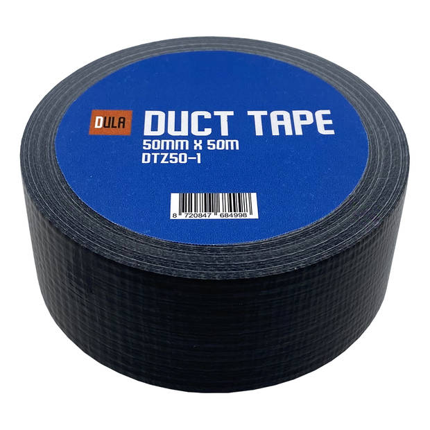 DULA Duct tape - Zwart - 50mm x 50m - 1 Rol Ducktape