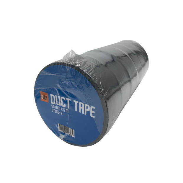 DULA Duct tape - Zwart - 50 mm x 50m - 6 Rollen Ducktape - Reparatie tape