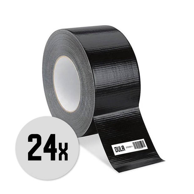 DULA Duct tape - Zwart - 50 mm x 50m - 24 Rollen Ducktape - Reparatie tape