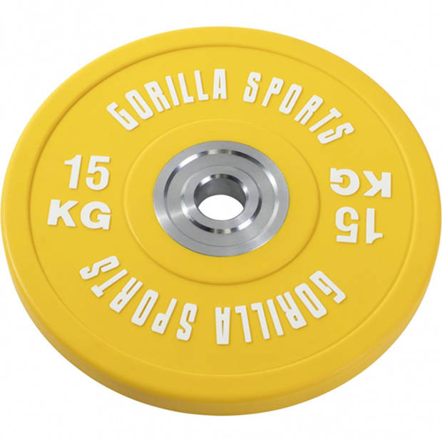 Gorilla Sports Bumper Plate - Halterschijf - 15 kg - Gripper Gietijzer - 50 mm