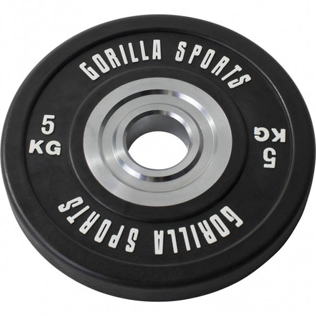 Gorilla Sports Bumper Plate - Halterschijf - 5 kg - Gripper Gietijzer 50 mm