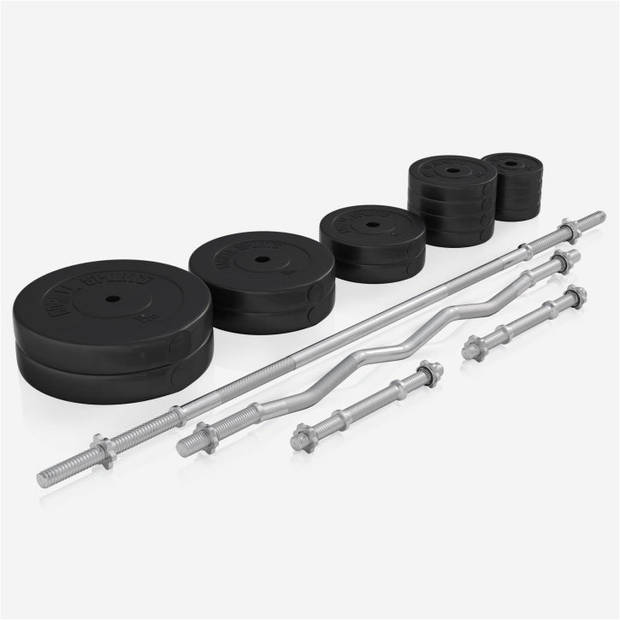 Gorilla Sports Fitnessbank Wit Met Gewichten 100 kg - Lat Pulley - Puzzelmat - Complete Set Kunststof