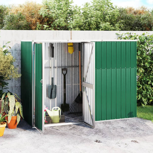 The Living Store Tuinschuur - Groen Gegalvaniseerd Staal - 225 x 89 x 159 cm - Met Handgreep