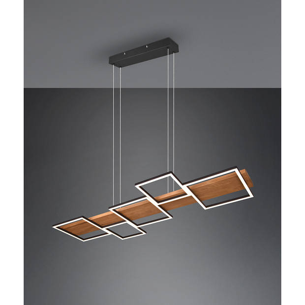 LED Hanglamp - Hangverlichting - Trion Harla - 42W - Warm Wit 3000K - Dimbaar - Rond - Mat Zwart - Aluminium