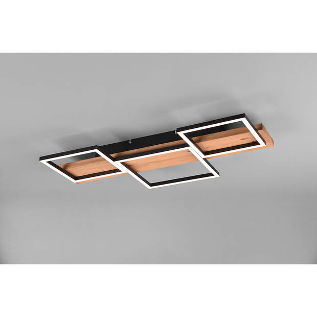 LED Plafondlamp - Plafondverlichting - Trion Harla - 30W - Warm Wit 3000K - Dimbaar - Rechthoek - Mat Zwart - Aluminium