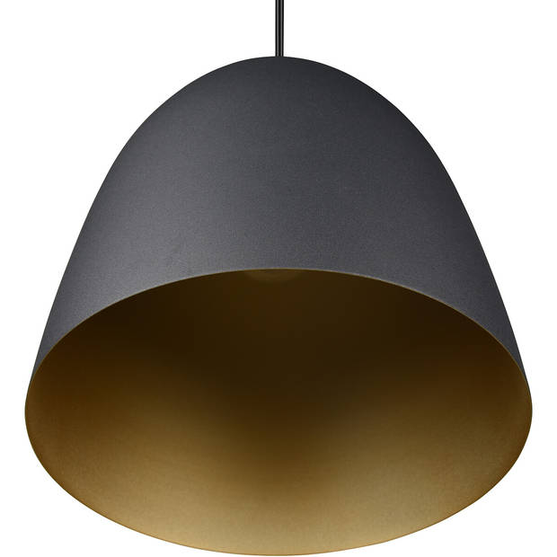 LED Hanglamp - Hangverlichting - Trion Lopez - E27 Fitting - 1-lichts - Rond - Mat Zwart/Goud - Aluminium